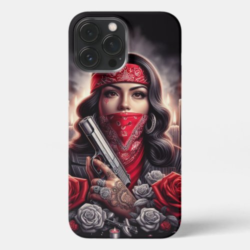 Gangster Girl Hip Hop chicano art graphic iPhone 13 Pro Max Case