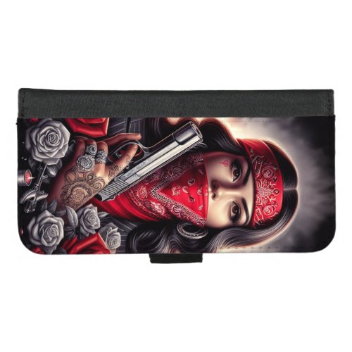 Gangster Girl Hip Hop chicano art graphic iPhone 87 Plus Wallet Case