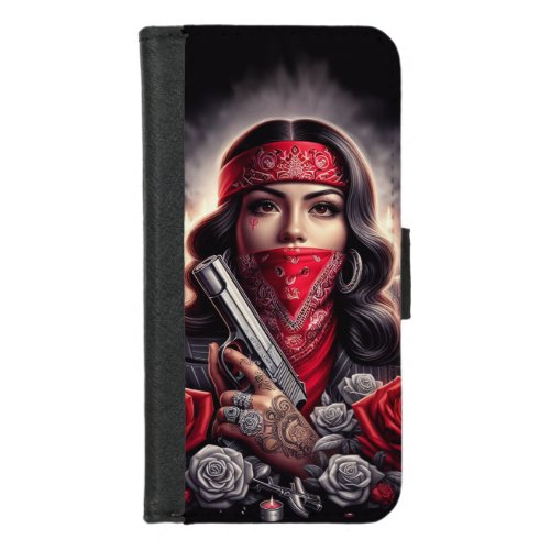 Gangster Girl Hip Hop chicano art graphic iPhone 87 Wallet Case