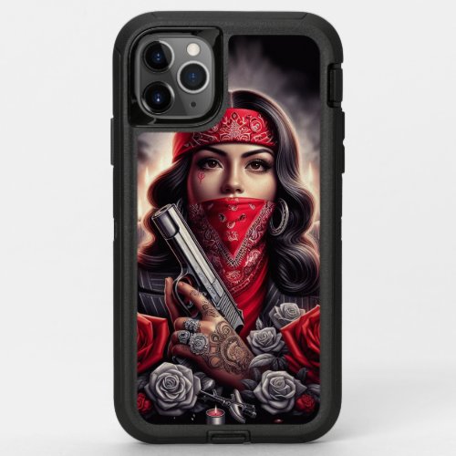 Gangster Girl Hip Hop chicano art graphic OtterBox Defender iPhone 11 Pro Max Case