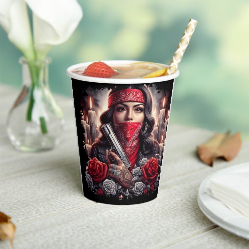 Gangster Girl Hip Hop chicano art graphic Paper Cups