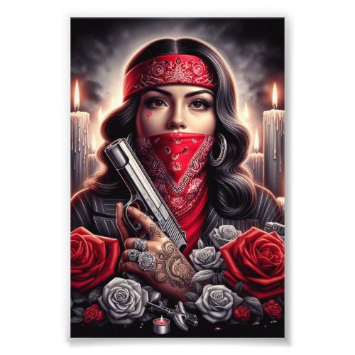 Gangster Girl Hip Hop chicano art graphic  Photo Print