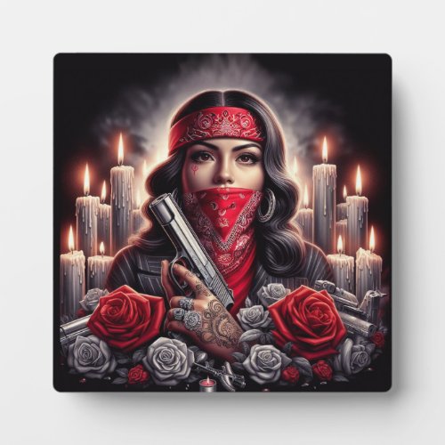Gangster Girl Hip Hop chicano art graphic Plaque