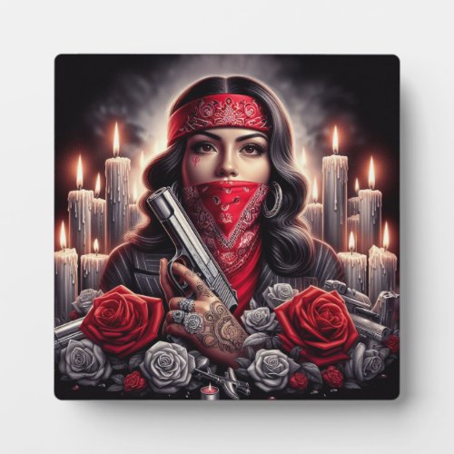 Gangster Girl Hip Hop chicano art graphic Plaque