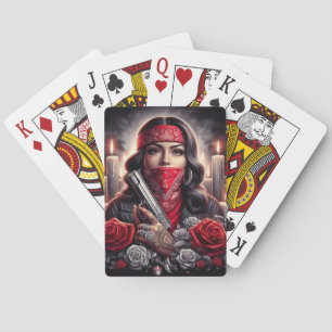 Gangster Girl Hip Hop chicano art graphic Poker Cards