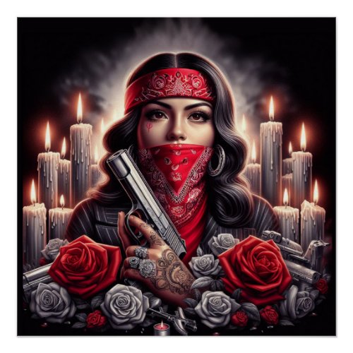 Gangster Girl Hip Hop chicano art graphic Poster