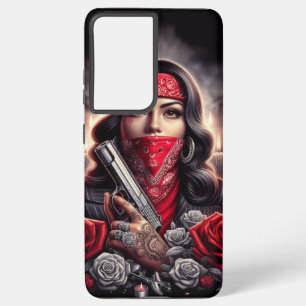 Gangster Girl Hip Hop chicano art graphic Samsung Galaxy S21+ Case
