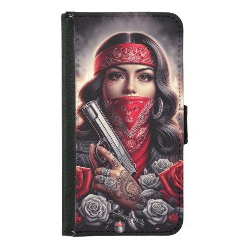 Gangster Girl Hip Hop chicano art graphic Samsung Galaxy S5 Wallet Case