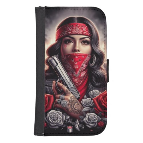 Gangster Girl Hip Hop chicano art graphic Galaxy S4 Wallet Case