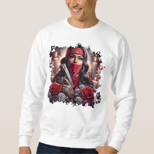 Gangster Girl Hip Hop chicano art graphic Sweatshirt