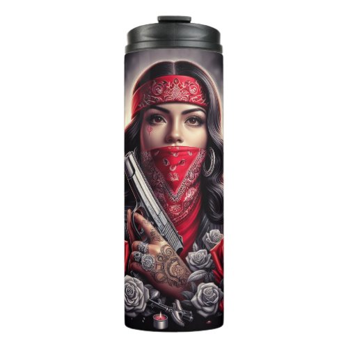 Gangster Girl Hip Hop chicano art graphic Thermal Tumbler
