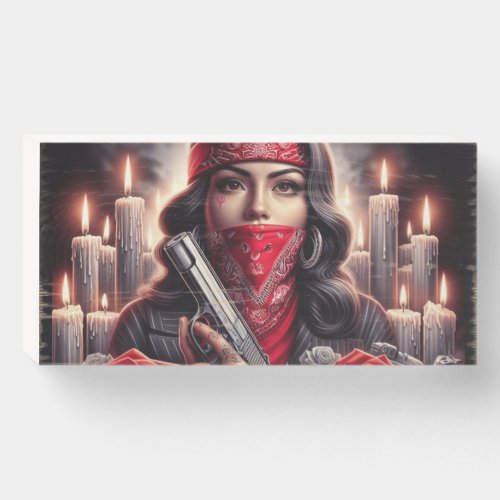 Gangster Girl Hip Hop chicano art graphic Wooden Box Sign