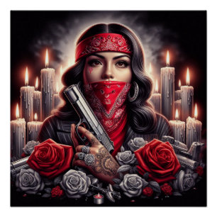 Gangster Girl Hip Hop chicano art Poster