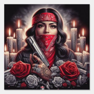 Gangster Girl Hip Hop chicano art Sign