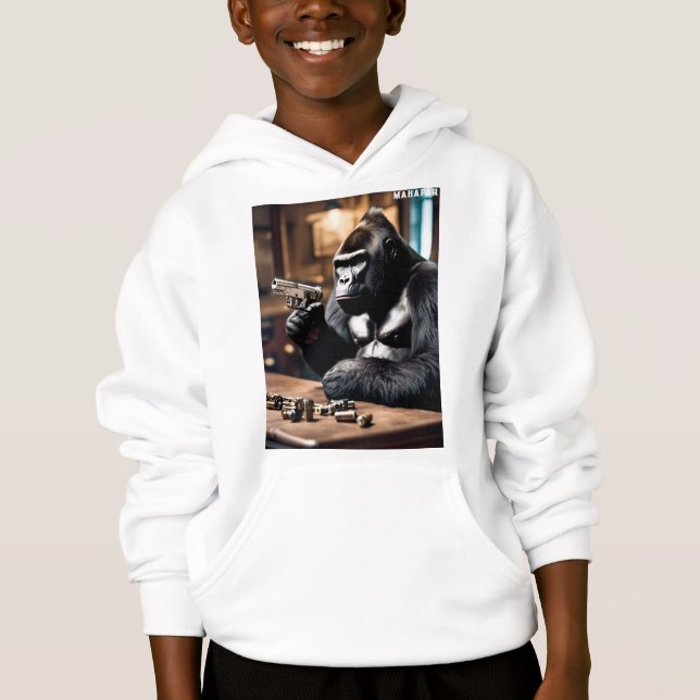 Gangster Gorilla Cocking the Pistol Hoodie (Front)