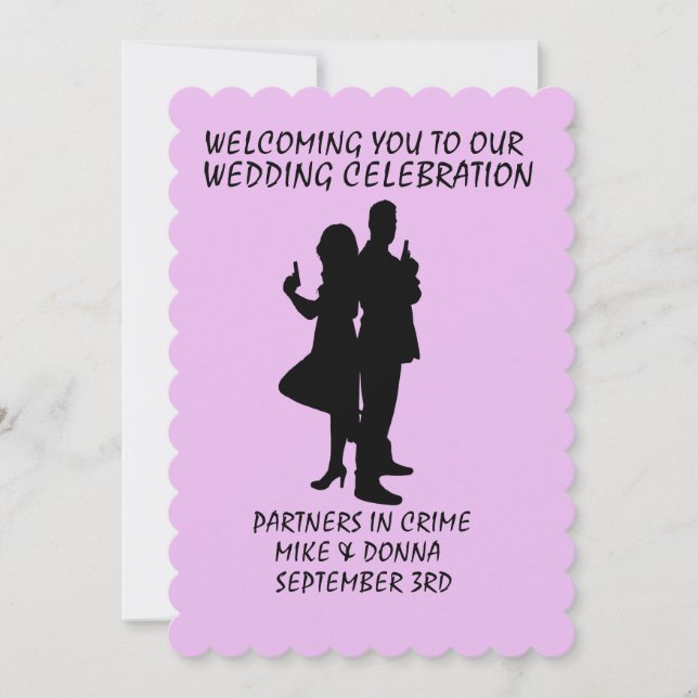 GANGSTER GUNS THEME WEDDING INVITATIONS (Front)