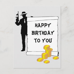 Gangster- Happy Birthday funny, customizable Postcard