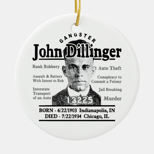 Gangster John Dillinger Ceramic Ornament (Front)