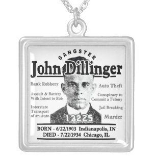 Gangster John Dillinger Silver Plated Necklace