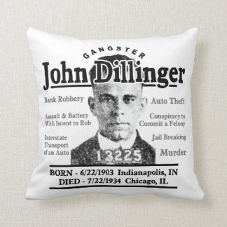 Gangster John Dillinger Throw Pillow