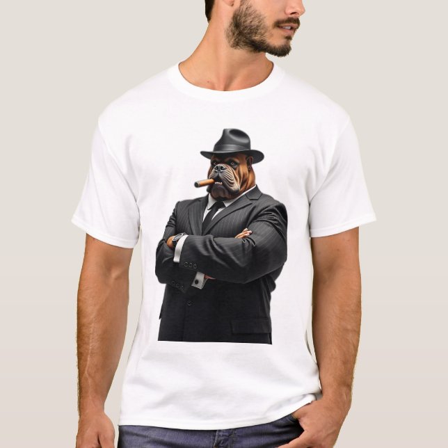 Gangster Kingpin Brutus The Bulldog Mafia Style T-Shirt (Front)