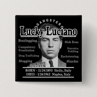 Gangster Lucky Luciano Pinback Button