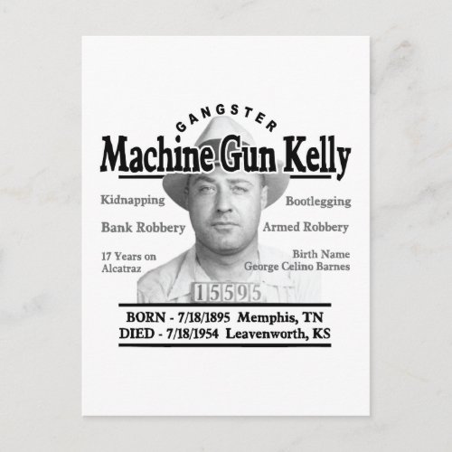 Gangster Machine Gun Kelly Postcard