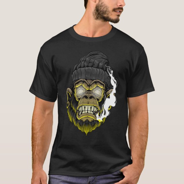 Gangster Monkey   Edgy Aesthetic Streetwear T-Shirt (Front)