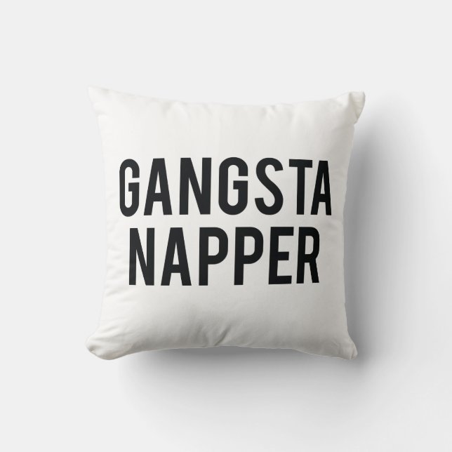 Gangster Napper Throw Pillow (Front)