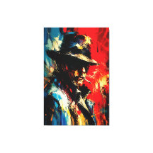 Gangster Portrait Abstract Painting Vintage Style