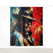 Gangster Portrait Abstract Painting Vintage Style