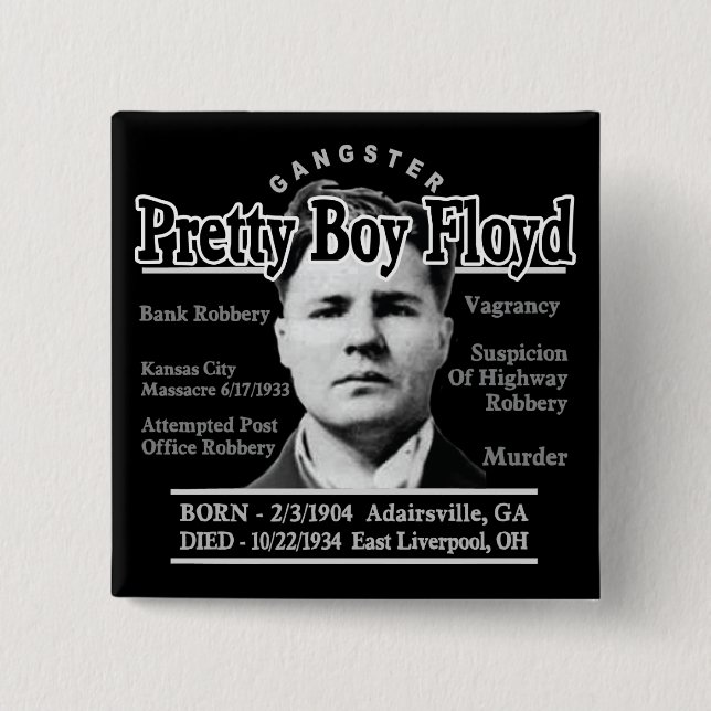 Gangster Pretty Boy Floyd Button (Front)