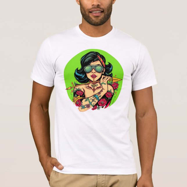 Gangster Queen Tattoo Art – Badass Women T-Shirt (Front)