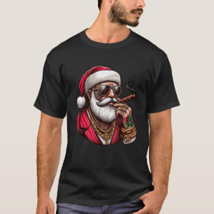 Gangster Santa Claus Smoking Cigar Christmas Hipst T-Shirt