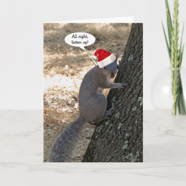 Gangster Santa Squirrel Christmas Card (Front)