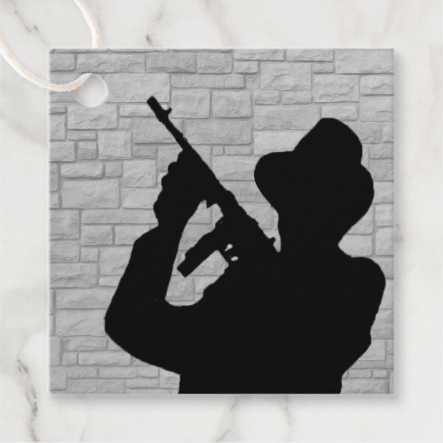 Gangster Silhouette Favor Tags (Front)