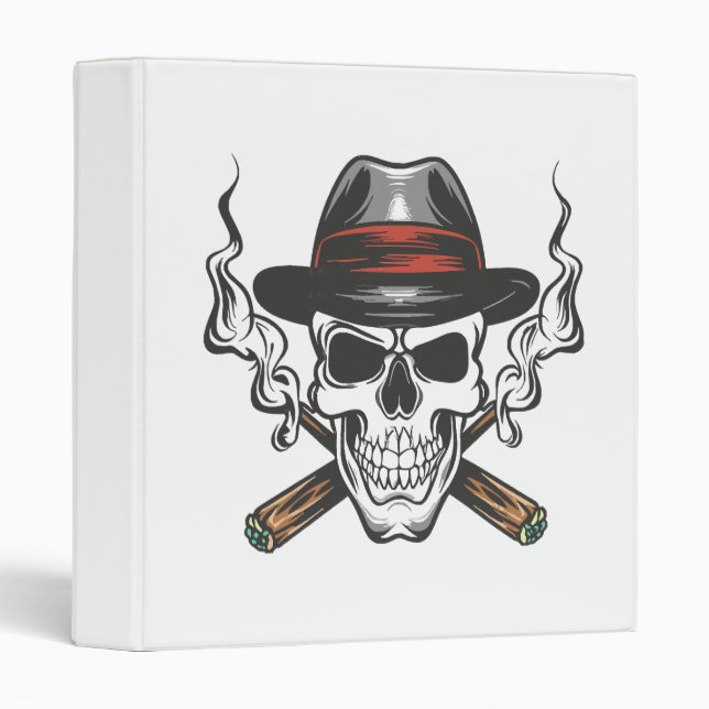 Gangster skull with fedora hat 3 ring binder (Front/Spine)