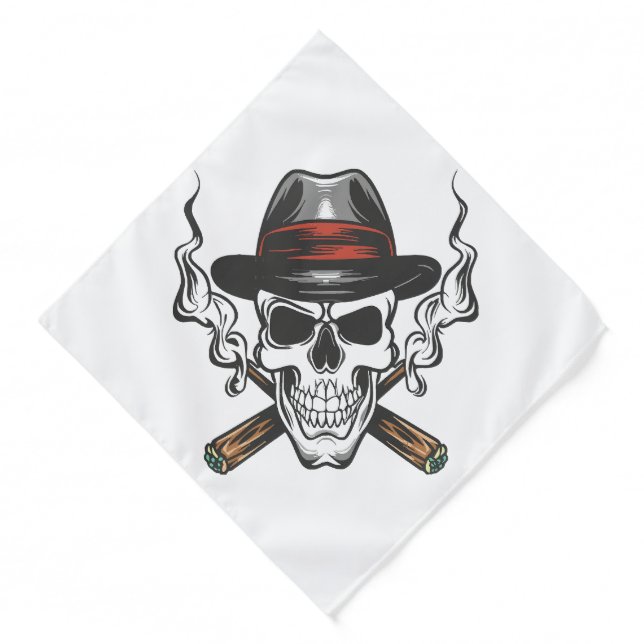 Gangster skull with fedora hat bandana (Front)