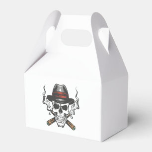 Gangster skull with fedora hat favor boxes