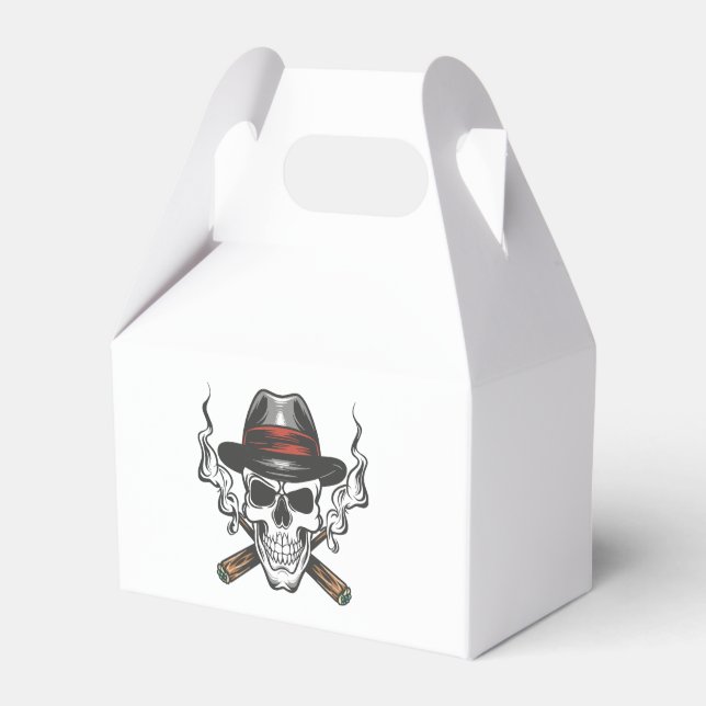 Gangster skull with fedora hat favor boxes (Front Side)