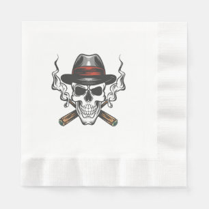 Gangster skull with fedora hat napkins