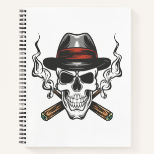Gangster skull with fedora hat notebook