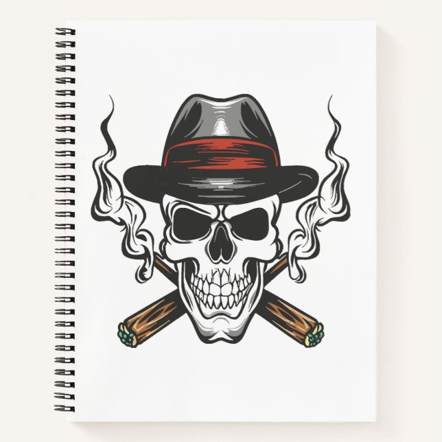 Gangster skull with fedora hat notebook (Front)
