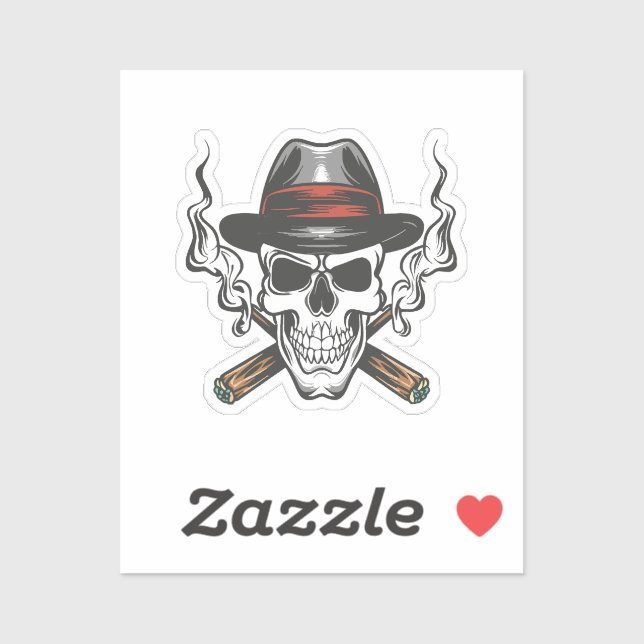 Gangster skull with fedora hat sticker (Sheet)