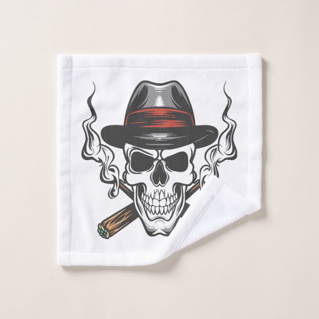 Gangster skull with fedora hat wash cloth (Wash Cloth)
