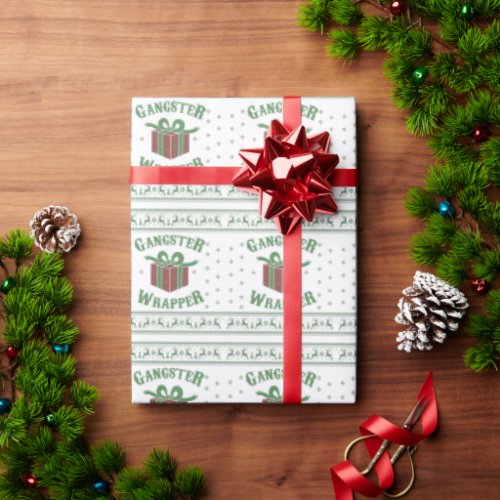 Gangster Wrapper Christmas Ugly Sweater Wrapping Paper