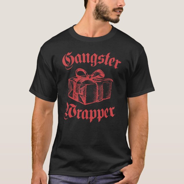 Gangster Wrapper Funny Christmas Santa Xmas Holida T-Shirt (Front)