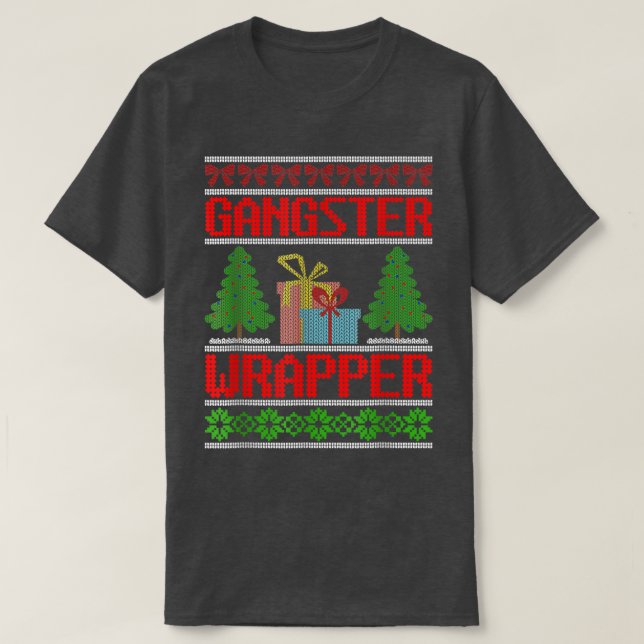 Gangster Wrapper Ugly Christmas Sweater Funny Pun  (Design Front)