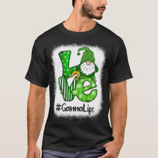 Ganna Love St Patricks Day Bleached Gnome Lucky T-Shirt
