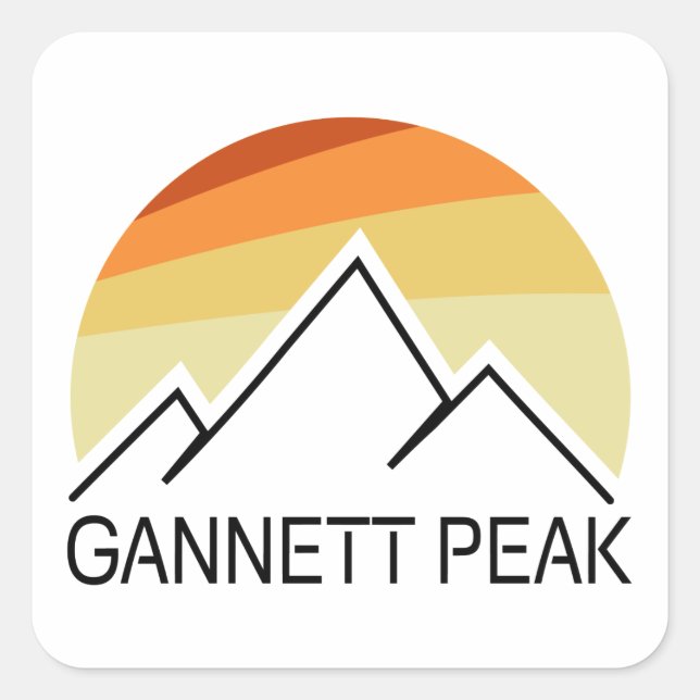 Gannett Peak Retro Square Sticker (Front)